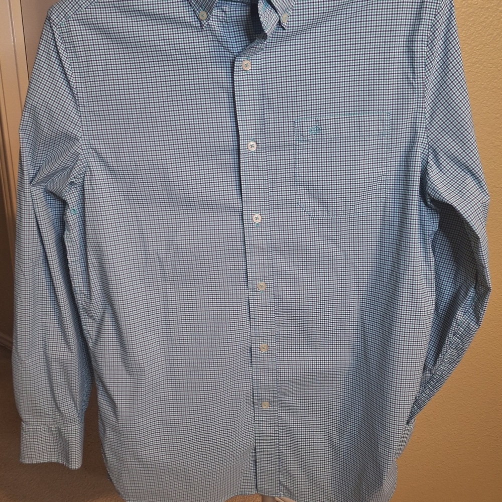 Southern Tide Intercostal Blue Checkered Men's Shirt. Size M